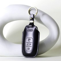 핑키프로미스 BMW 아우디 벤츠 수입차 천연가죽 무료 각인 스마트키케이스 키홀더 키링 차키 커버 X 5 시리즈 E S 클래스 AMG Q3 Q5 A3 A6, 아우디 A01 (3버튼), 블랙