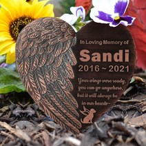 acrylic pet 기념 돌 묘비 야외 정원 무덤 맞춤형 remembrance angel dog cat bird, 16인치, 골동품 황동