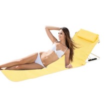 비치 안락 의자 야외 캠핑 매트 휴대용 접이식 조정 가능한 등받이 머리 받침 포함, 01 yellow