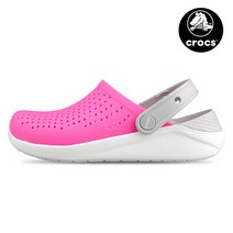 크록스 크록스 키즈 라이트라이드 클로그 K 아동 주니어 샌들 슬리퍼 일렉트릭핑크 205964-6QR-1