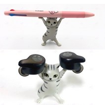 책상 고양이 핸즈업 홀더 볼펜 거치대 서재 만년필 홀더 소품 정리, 고등어