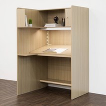 아이디어스터디 스터디스타 1000 슐레이먼오크 독서실책상, 스터디스타 1000 슐레이먼오크 왼쪽선반 (단품), 뉴 와이드 자연광 POWER LED 화이트, 스마트패널+집중력보호커튼C