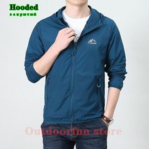 낚시복세트 낚시 민물 바람막이 초박형 경량 리얼 UV 의류 방수 낚시 남성용 탄성 자외선 차단 재킷 여름, 07 Denim blue Hooded