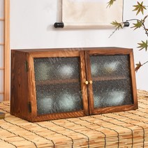 일본식 앤틱 원목 빈티지 그릇장 주방 수납장 그릇장식장 홈카페 더블, 더블L-A 화이트 베고니아 글라스