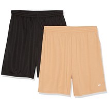 Amazon Essentials 남성용 퍼포먼스 테크 루즈핏 반바지 2팩 카멜/블랙 XL