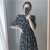 통통녀원피스 44사이즈 상견례 옷차림 우아하고 세련된 빈티지 라인 슬림한 허리 밴드 드레스 여성용 패션 의류 시크한 넥 롱 복고풍