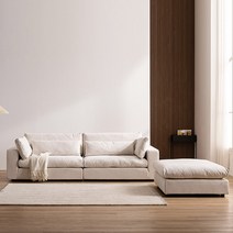 [삼익가구] 폰드 구스 아쿠아 패브릭 모듈 소파 2인용 4인용, 아이보리, 04. 4인용 소파(스툴포함)