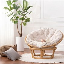 에보니아 천연 라탄 네스트 1인용 의자 북유럽감성 라탄의자 1인쇼파, 화이트