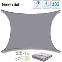 300D 방수 직사각형 그늘막 야외 정원 수영장 천막 캠핑 하이킹 해가리개, Grey Set+300cm x 500cm