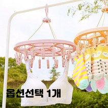 핑크 행거 걸이 원형 회전 18 빨래집게 속옷 양말 건조대 행주 수건 말리기 2개입 1세트, 1개