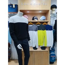 루이까스텔 남성 골프웨어 21FW 시즌오프 70%할인 가을 겨울 2도배색 방풍안감 라운드 니트 티셔츠 3MCSW044