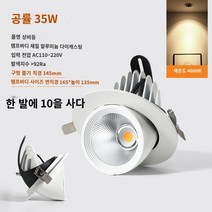 코끼리 트렁크 램프 led 눈부심 방지 스포트라이트 임베디드 조정 가능한 각도 의류 매장 상업 거실 천장 cob downlight, 7. 10개 x 중성광 35W 개구부 14.5cm 외경
