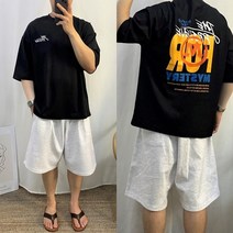 오버핏 미스테리 캐주얼 스트릿 반팔티셔츠 2color