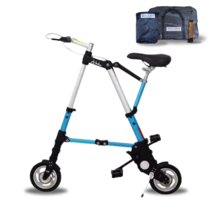 MALLSIN 차량용 미니 경량 접이식 폴딩 삼각 ABIKE 자전거, 몰즈인 8인치 블루 거치대  공기타이어