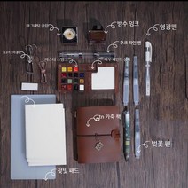 소가죽 TN 수채화 여행 세트 24색 물감 미니물감통 팔레트 미술도구, TN 세트 월넛 파레트
