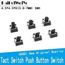 50 개/몫 4.5*4.5mm 4.5X4.5 Tact 스위치 푸시 버튼 구리 4PIN SMT SMD 마이크로 4.5x4.5x3.8/4.3/5/6/7 MM, 4.5X4.5X3.8MM