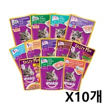 위스카스 파우치 80g X10개 고양이 캣 수분 공급 간식 _ 301998EA, 키튼(참치), 본상품선택