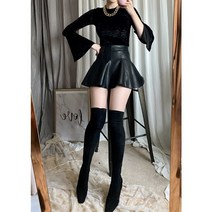 플리츠 테니스 레더 미니 스커트