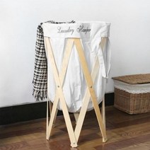 재이손 캠핑 우드햄퍼 아기 빨래바구니 빨래삶는통 뿌리는 스탠딩다리미판 4단, 블랙