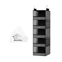 homyfort Hanging Closet Organizer Weekly Clothes Storage Organizer for Kids 5 Shelf with Side Pock, Black, 5-Shelf