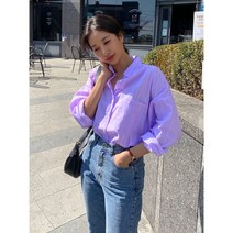 파스텔 스트라이프 박시 셔츠 남방 여성 셔츠 보이핏