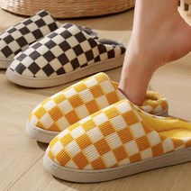이로다 체커보드 겨울 실내화 털실내화 거실화 사무실용