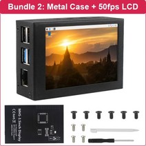 아두이노 아두이노키트 아두이노코딩 3.5 인치 라즈베리 파이 4 디스플레이 5 50fps 480x320 픽셀 터치 스크린 모니터 라즈베리 파이 모델 b 용 금속 케이스 알루미늄, 번들 2, 씨엔