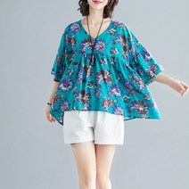 쇼룸 플로랄 블라우스 셔링블라우스