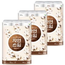 더 도톰한 자연쓰임 코튼 무형광 화장지 3겹 27m 30롤 3팩 총 90롤