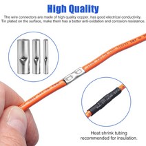 비절연 버트 와이어 커넥터 페룰 전기 케이블 단자 구리 베어 주석 도금 프 단자 0.5-6 mm2 22-10AWG 200 개