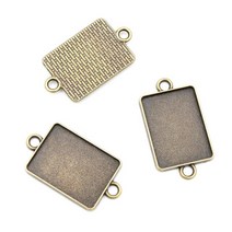 예쁜 10개 18x25mm 내부 크기 사각형 골동품 실버 도금 청동 클래식 카메오 카보 숑베이스 펜던트 목걸이 결과