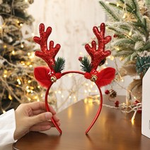 SGAKIC 크리스마스 루돌프 머리띠 파티용품, 레드 방울