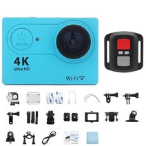 액션캠 초소형 경량 4k 울트라 hd 미니 액션 카메라 2.0 스크린 와이파이 원격 제어 스포츠 카메라 수중 방수 비디오 녹화 카메라, 블루 텔레컨트롤, 32g 카드