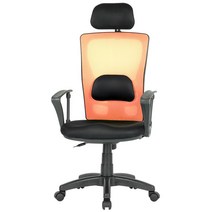 청심의자 에어메쉬 의자 WCB-600 고급요추헤더형 우레탄 바퀴 메쉬, 오렌지