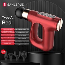 sanlepus pulse massage gun hot compress gun electric massager deep muscle 이완 for body neck back fitn, 빨간색, C형 충전