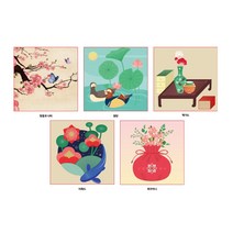 TD 우드타일 티코스터(민화)-1인세트, - 어화도