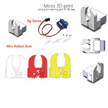 과학 교구 최소 로봇 팔 9G Arduino 메이커 학습 DIY 키트 로봇 서보 프로그래밍 줄기 장난감 부품 기계 클로 디지털 기어, [03] yellow Accessories