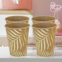 물결종이컵 크라프트종이컵 크래프트용기 8pcs 일회용 팜 리프 크래프트 종이 금박 컵