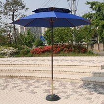 [단품구성] 한국파라솔 국산 FRP 카본 2단 파라솔 직접세트구성 - 테이블 및 의자 물통받침대는 추가로 구매하셔야 됩니다, 23. 카본(우드색상) 2300mm 파라솔[청색]