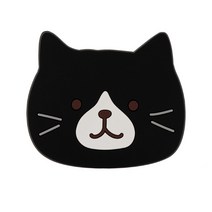 티코스터 동물티코스터 고양이 실리콘, 고양이 컵받침대 1P 까망이