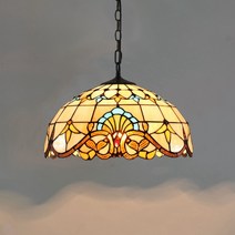 스테인드글라스 식탁 위 팬던트 레일 인테리어 스테인글라스조명 로즈 02오렌지 30CM, 살구색 11바로크 40CM