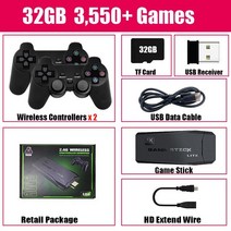 TV 게임 스틱 4K HD 비디오 콘솔 PS1/FC/GBA 2.4 용 10000G 무선 컨트롤러 64GB 레트로 미니 핸드 헬드 플레이어, 한개옵션1, 01 32G with Box