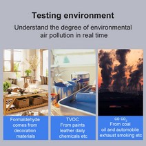 공기질 알리미 측정기 공기 5 in 1 CO2 Meter CO HCHO TVOC AQI 모니터링 홈 데스크탑 고정밀 빠른 감지 대기 품질 모니터 감지기 사무실 397379