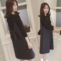 임산부 원피스 임부복 출산복 봄과 가 패션 정장 수유복 중간 길이 출산 드레스 여름 탑