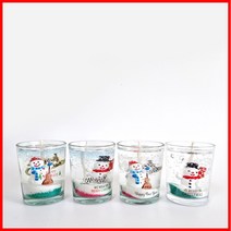 (겨울눈사람)(5온즈*4개)크리스마스 캔들 양초 젤캔들 만들기 키트, 화이트머스크, 핑크