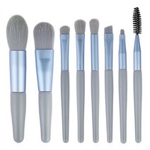 화장 브러쉬 붓 8 pcs 미니 여행 휴대용 소프트 메이크업 브러쉬 세트 아이 섀도우 파운데이션 파우더, 은 8pc Blue without bag