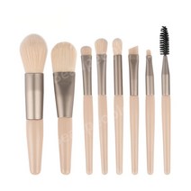 8가지 종류 미니 메이크업 브러쉬 세트 나무 손잡이 모란디 휴대용 메이크업 브러쉬 부드러운 미용 도구 브러쉬, 색상, 8 살구 피부 톤 메이크업 브러쉬 OPP 팩