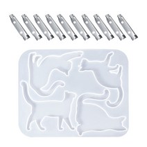 고양이 실리콘 브로치 곰팡이 에폭시 수지 공예를위한 3D 만화 DIY 펜던트 보석류 키 체인 도구 공예품 용 액세서리 제작, C