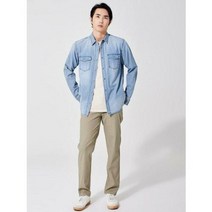 버커루 남성 빈티지 워싱 연청 데님셔츠