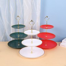 에프터눈티 플레이팅 2단 3단 트레이 디저트 케이크 접시 푸드 북유럽풍 파티, G